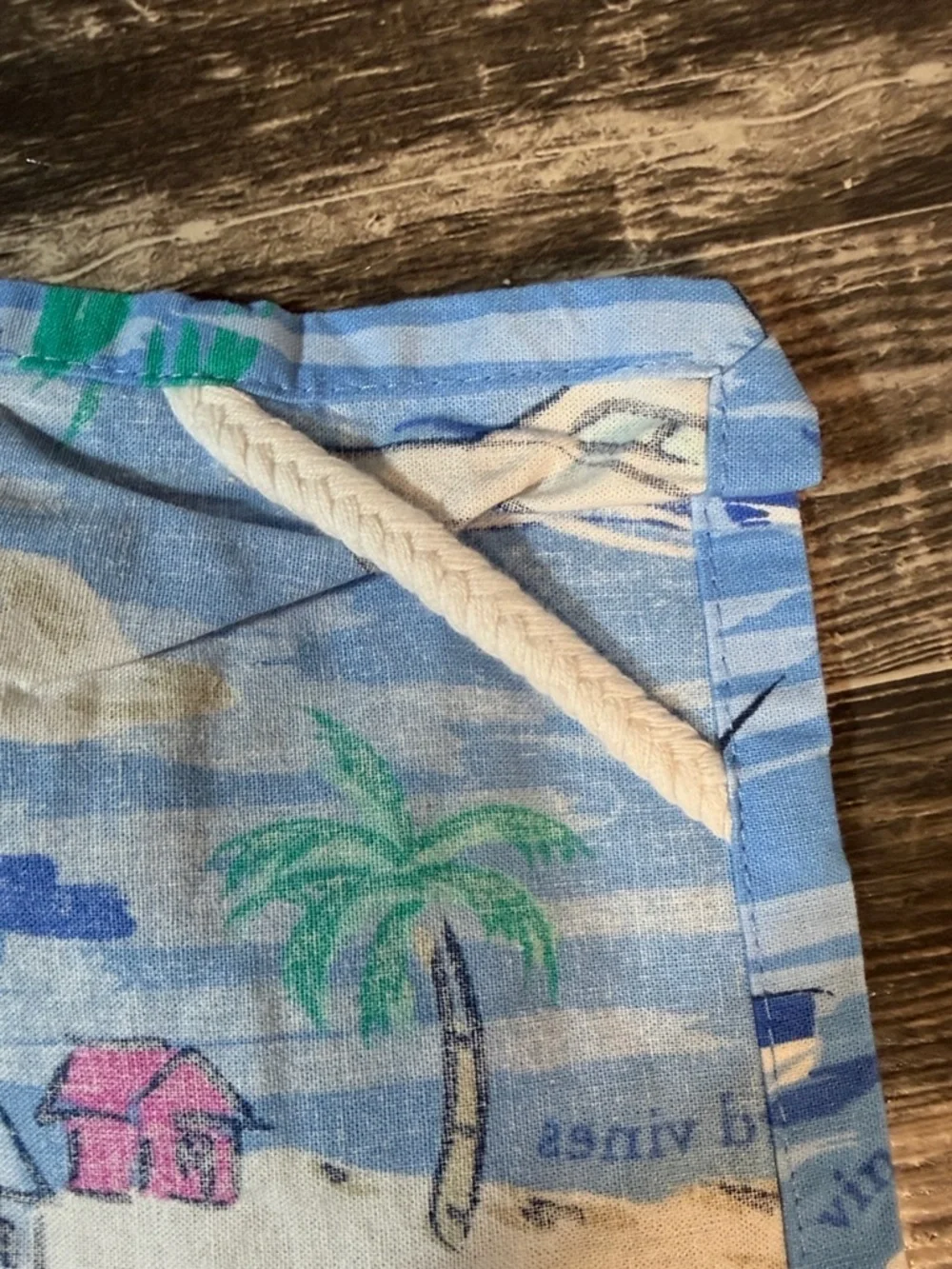 Vineyard Vines Blue Tropical Boat & Palm Print Kitchen Towel Set